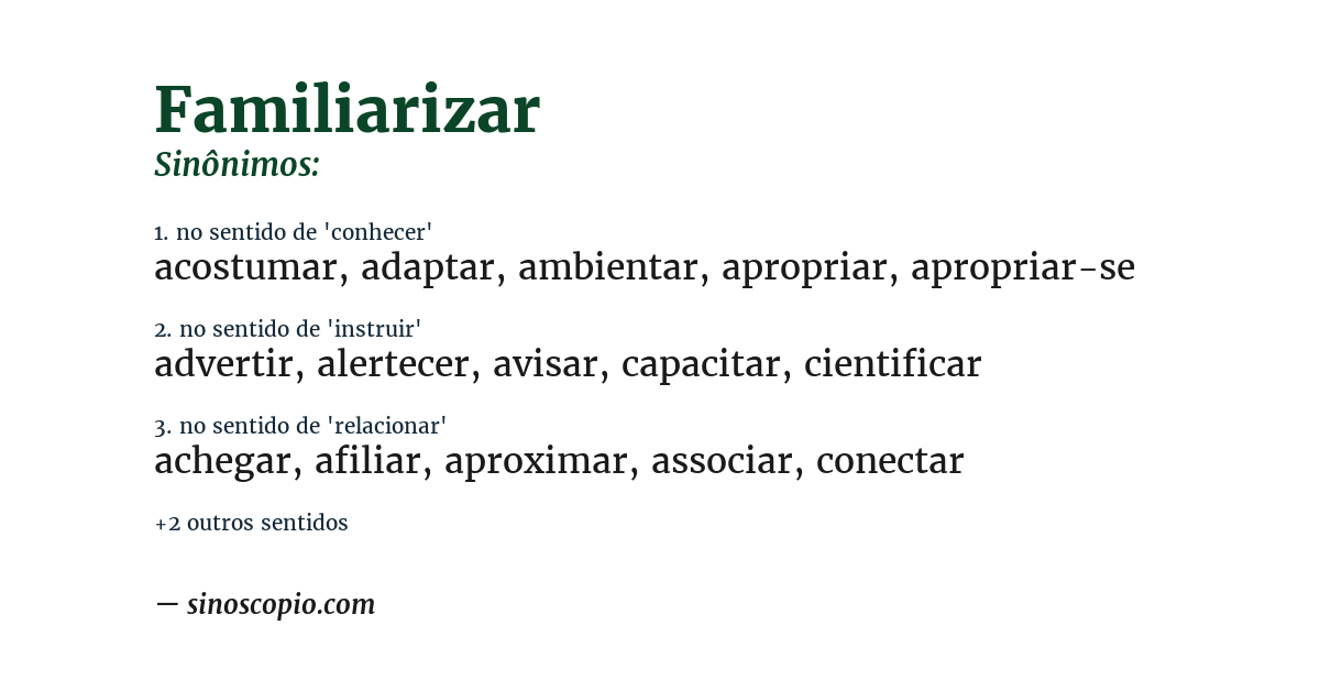 Sinônimo de familiarizar