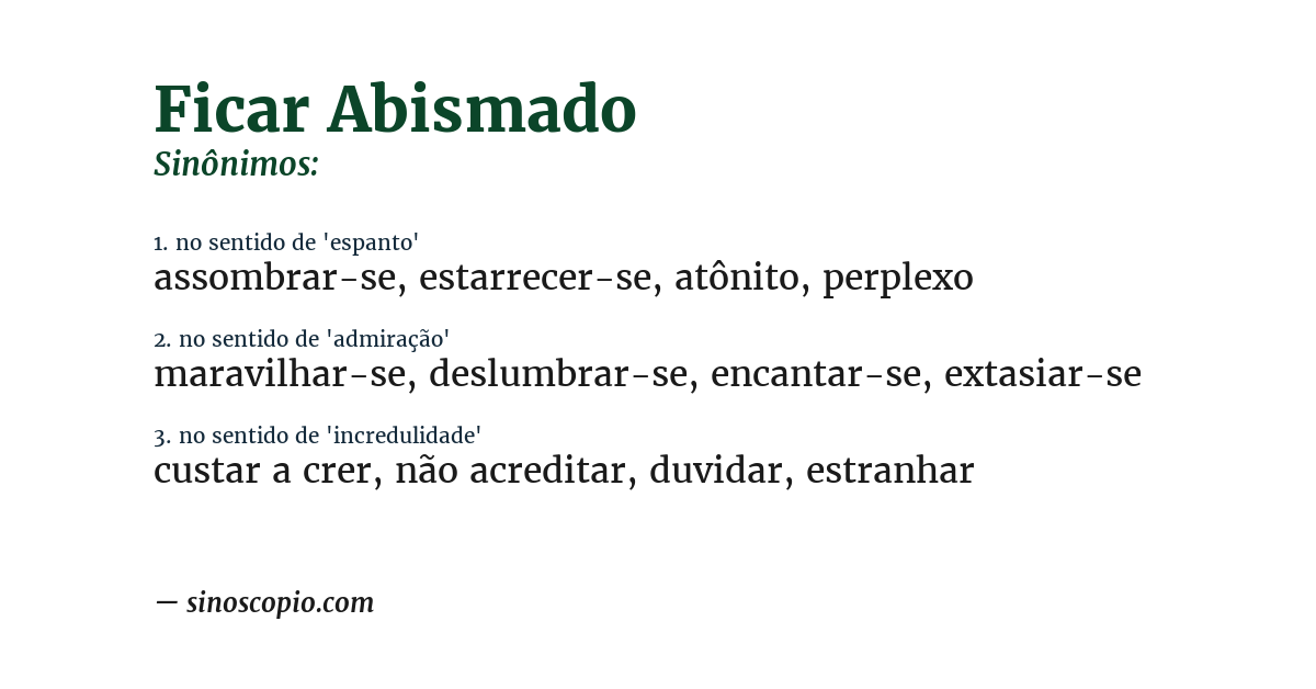 Sinônimo de ficar abismado