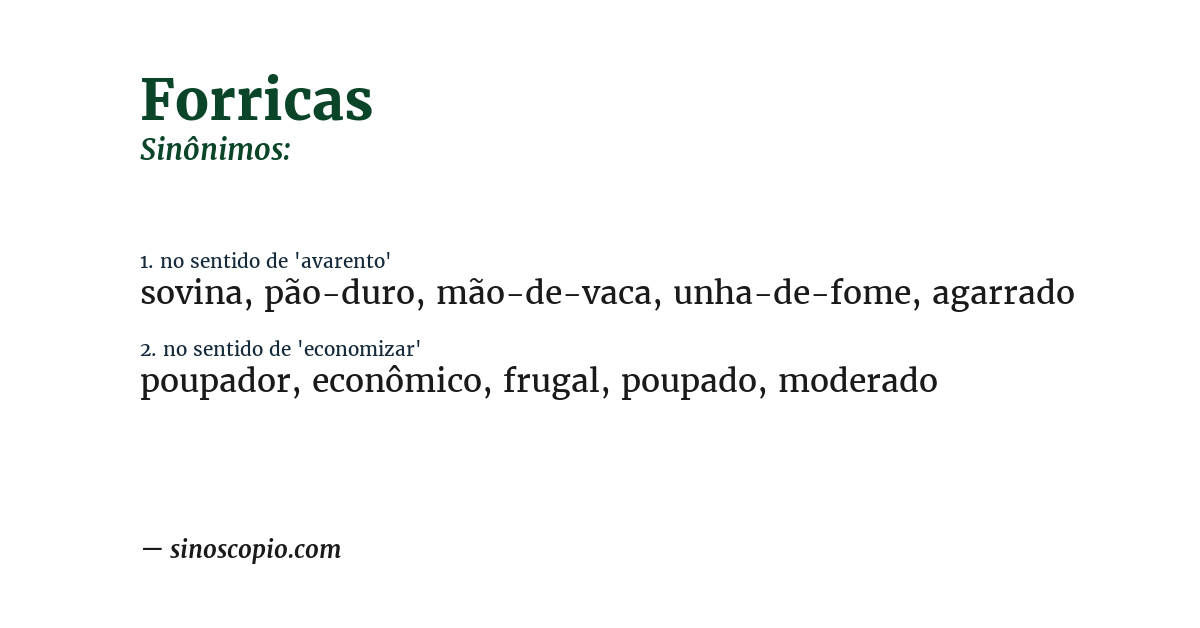 Sinônimo de forricas