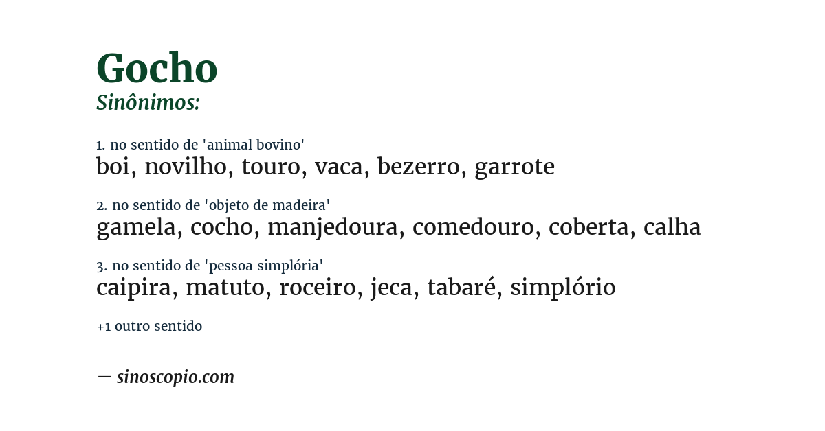 Sinônimo de gocho