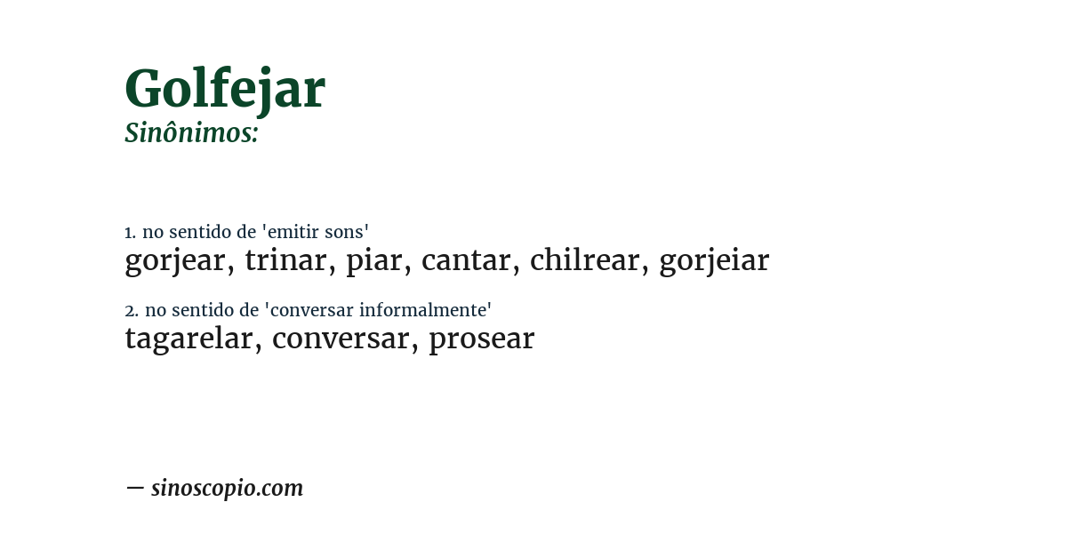 Sinônimo de golfejar