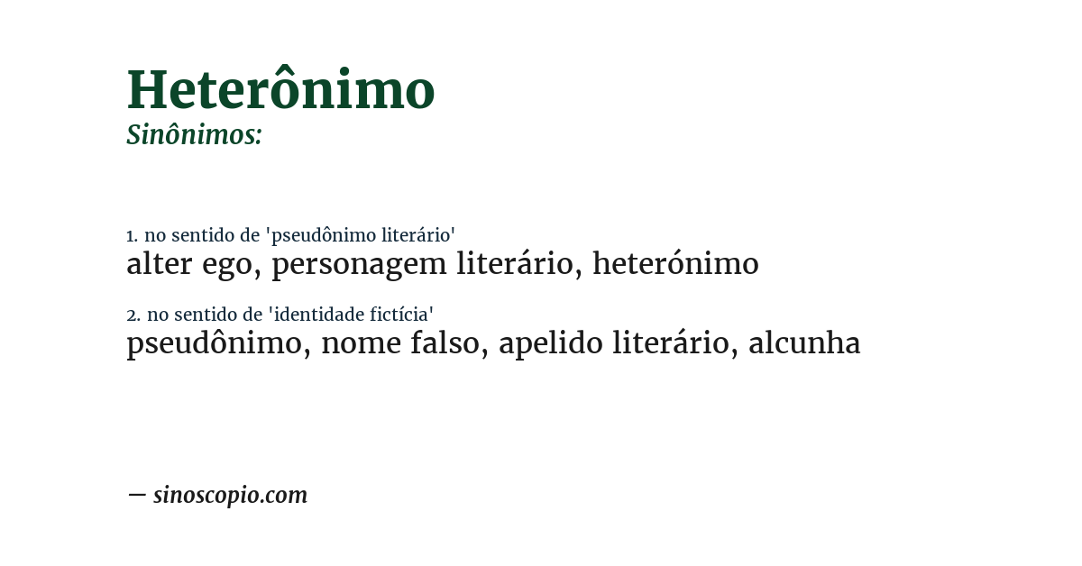 Sinônimo de heterônimo