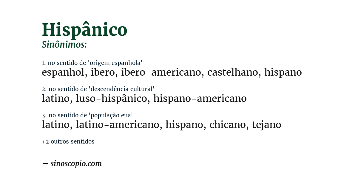 Sinônimo de hispânico
