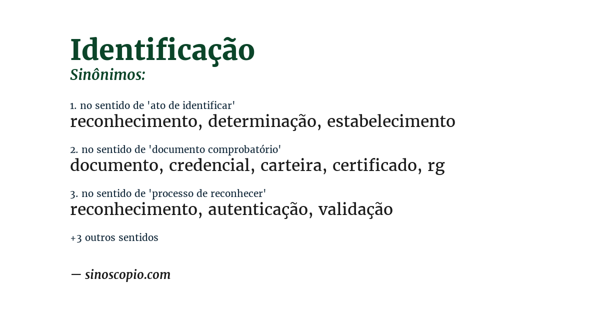 Sinônimo de identificação