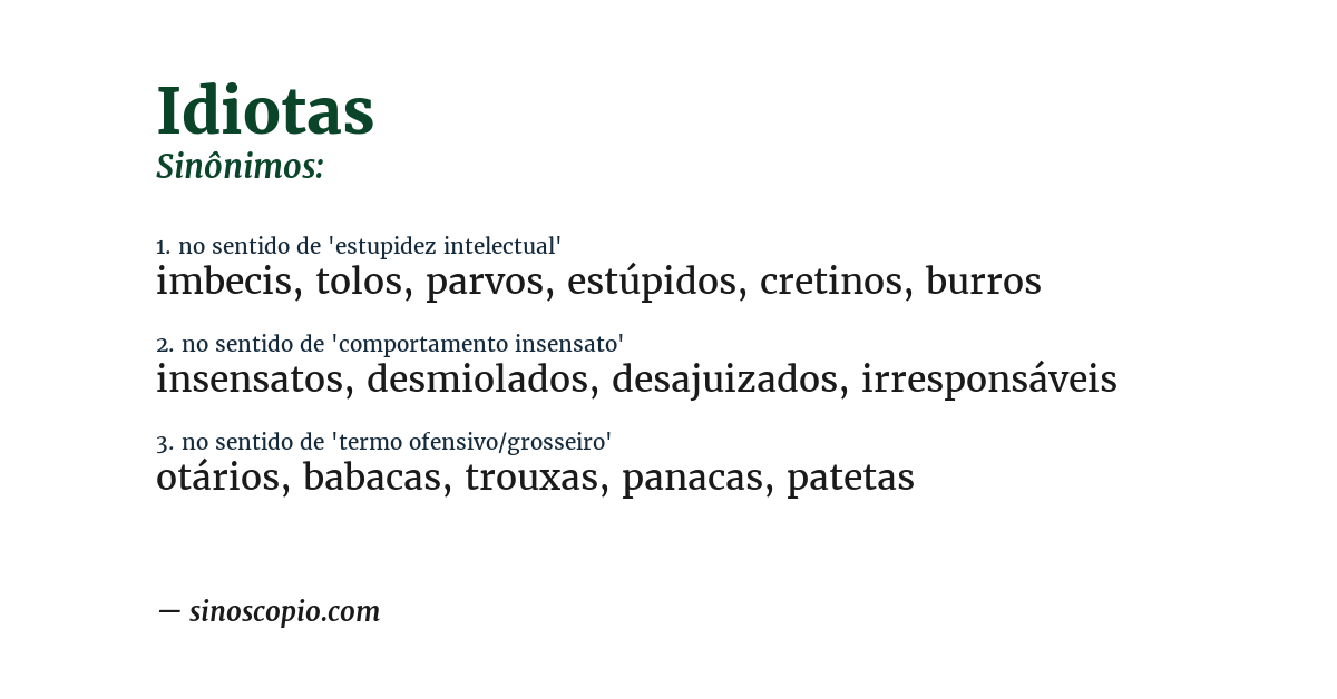 Sinônimo de idiotas