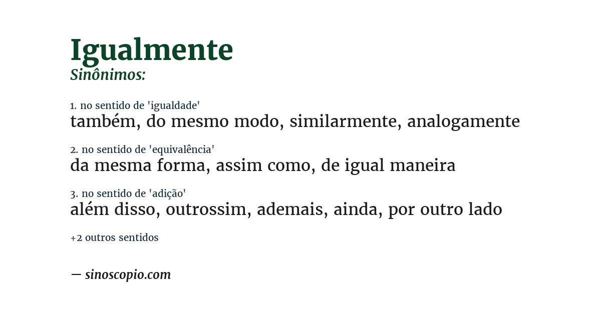 Sinônimo de igualmente