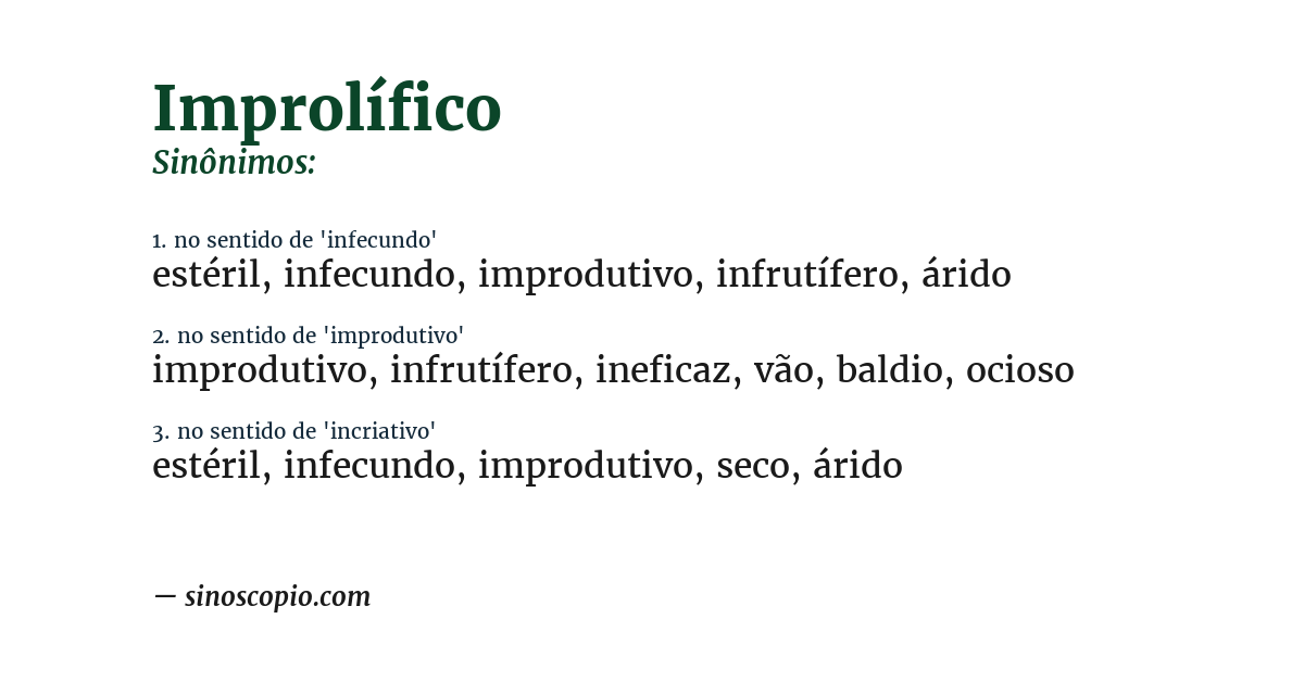 Sinônimo de improlífico