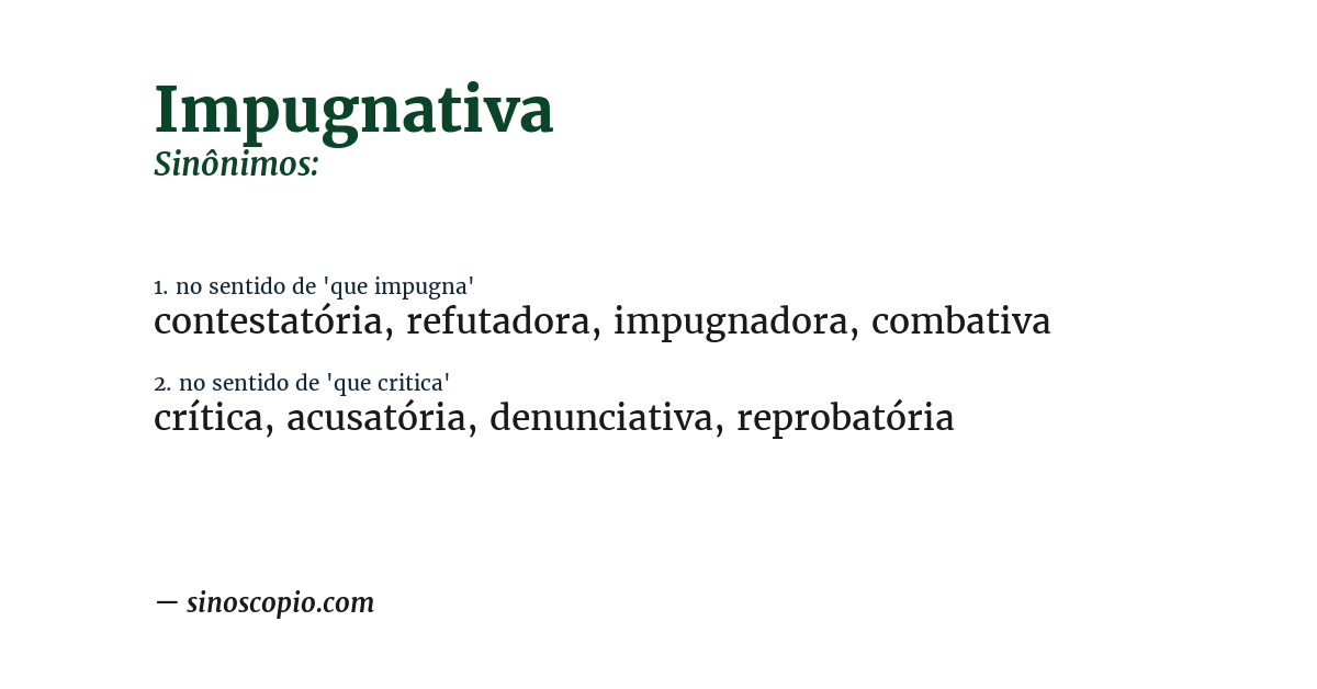 Sinônimo de impugnativa