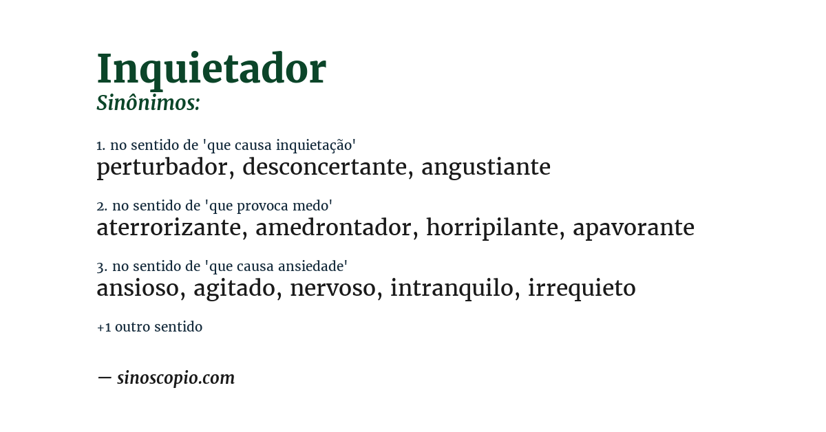 Sinônimo de inquietador