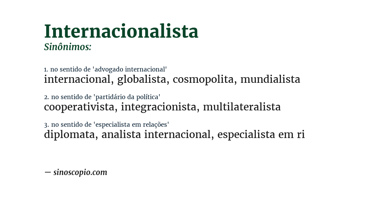 Sinônimo de internacionalista