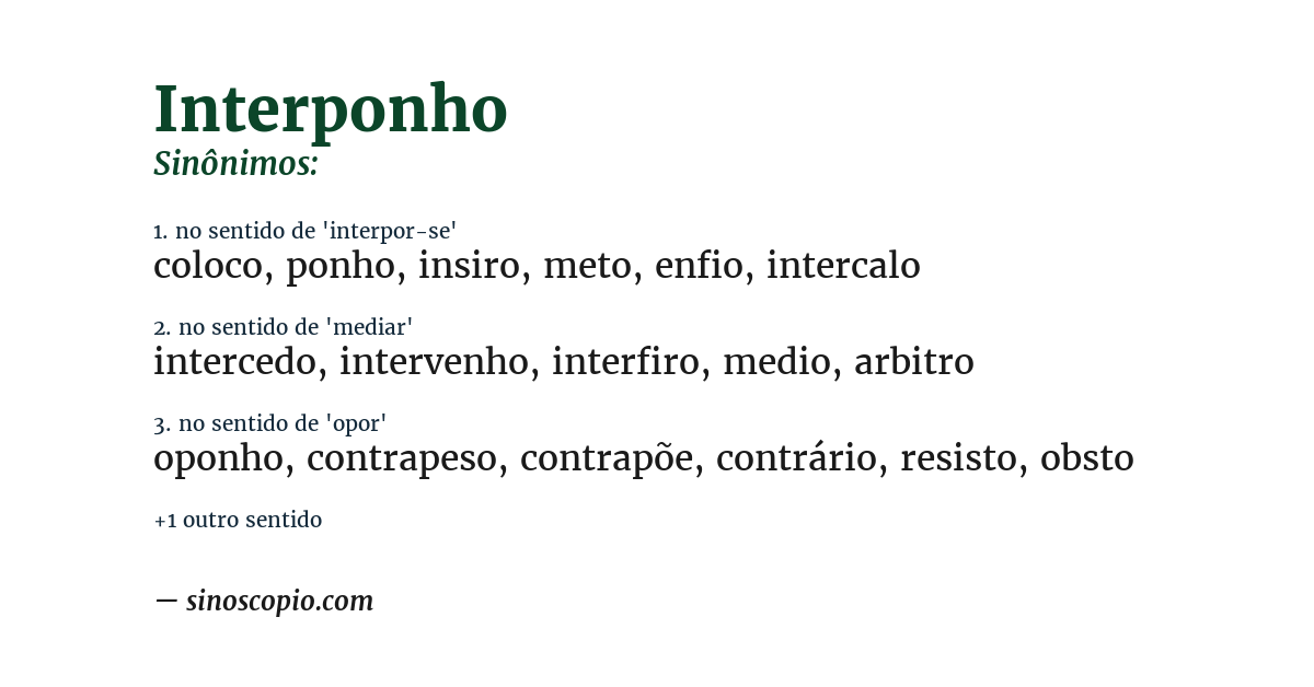 Sinônimo de interponho
