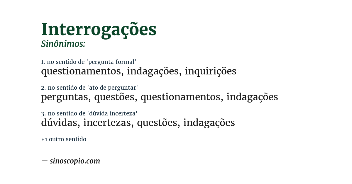 Sinônimo de interrogações