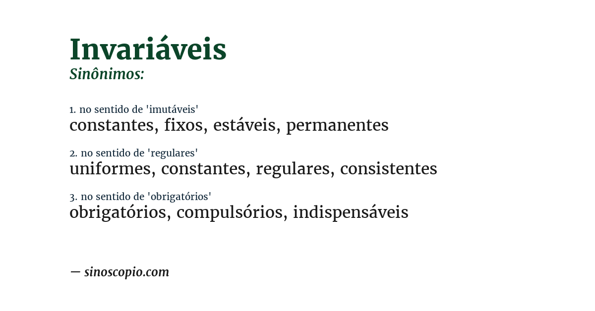 Sinônimo de invariáveis