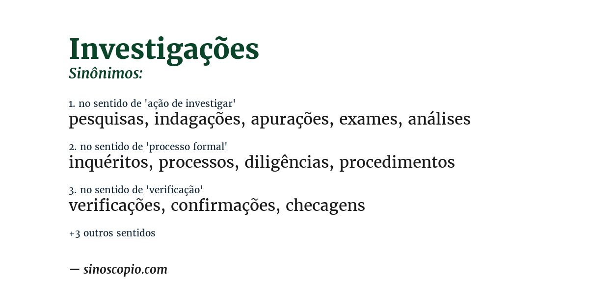 Sinônimo de investigações