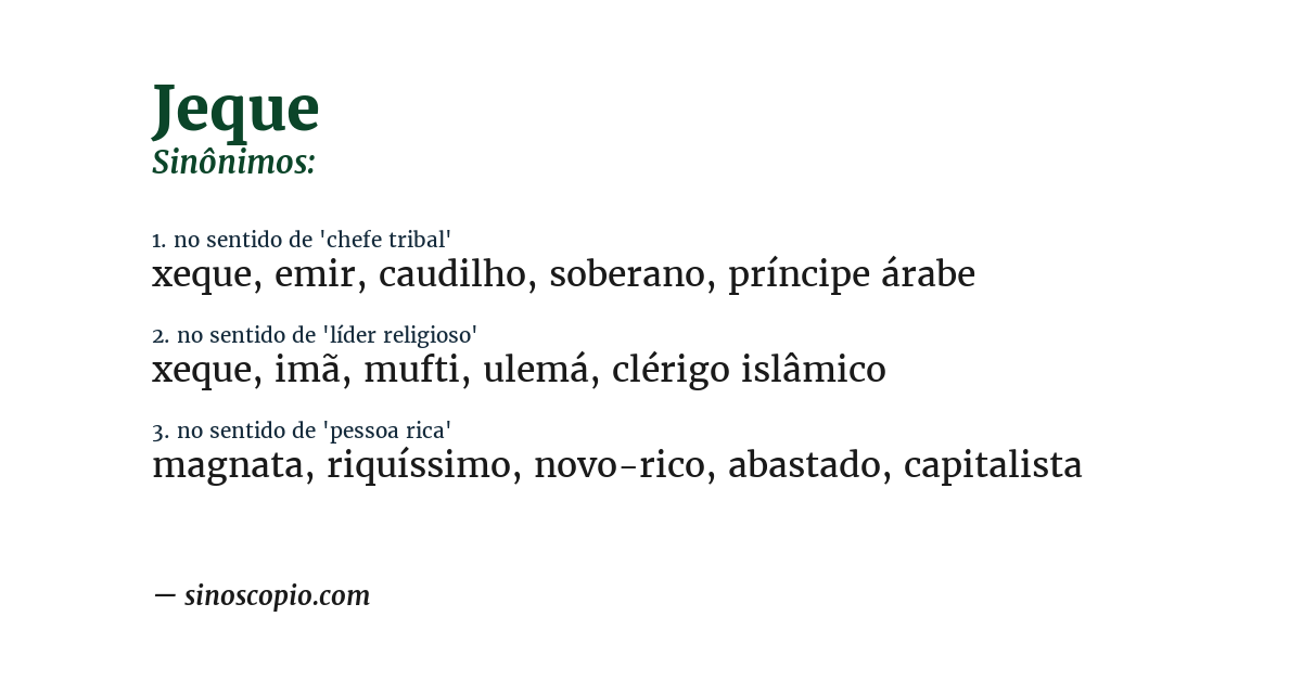 Sinônimo de jeque