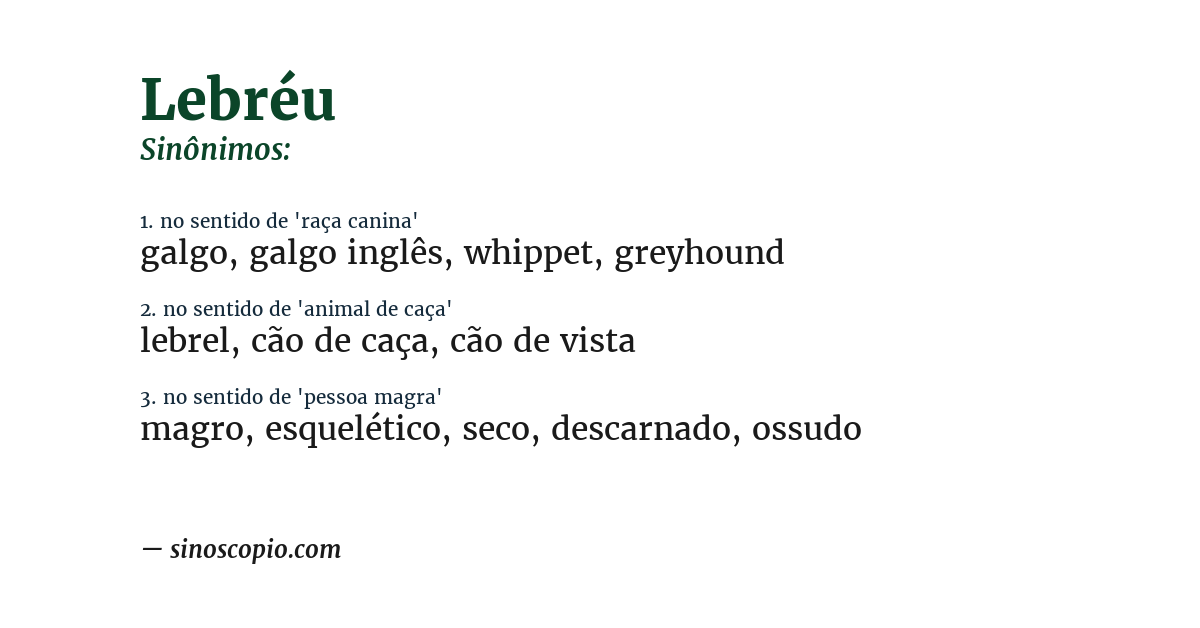 Sinônimo de lebréu