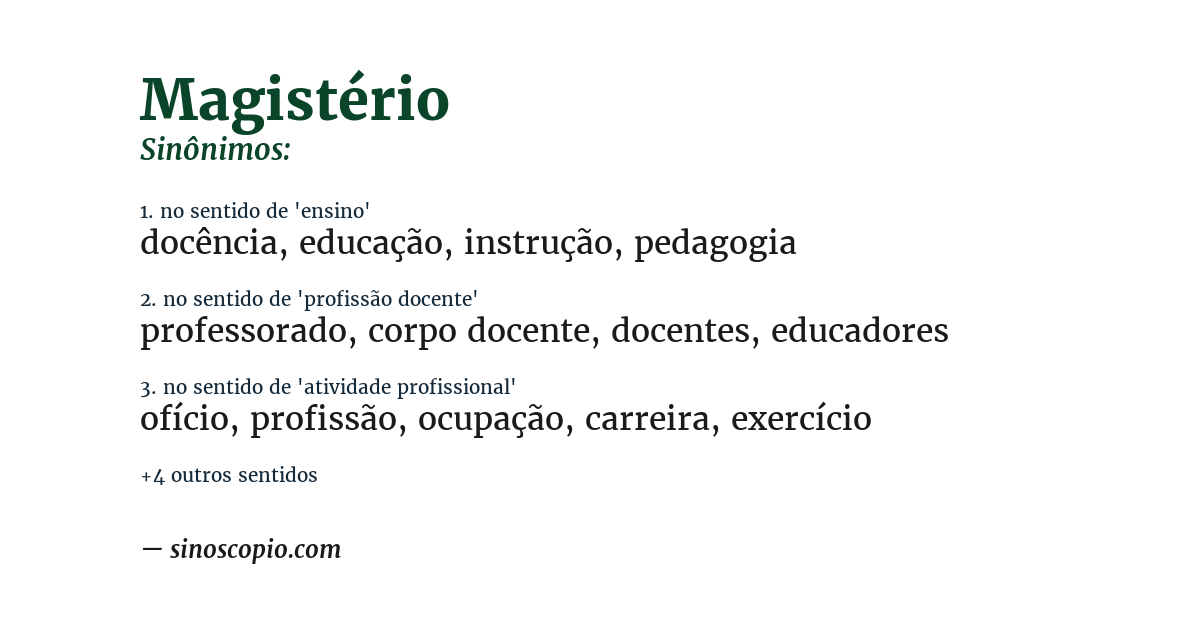 Sinônimo de magistério