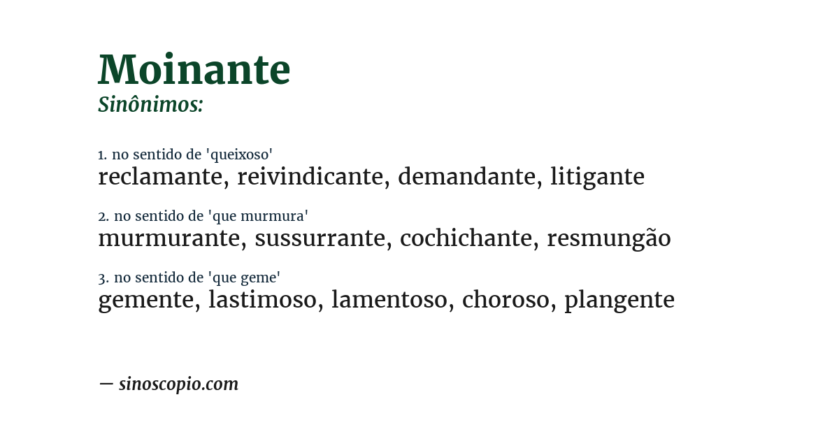 Sinônimo de moinante