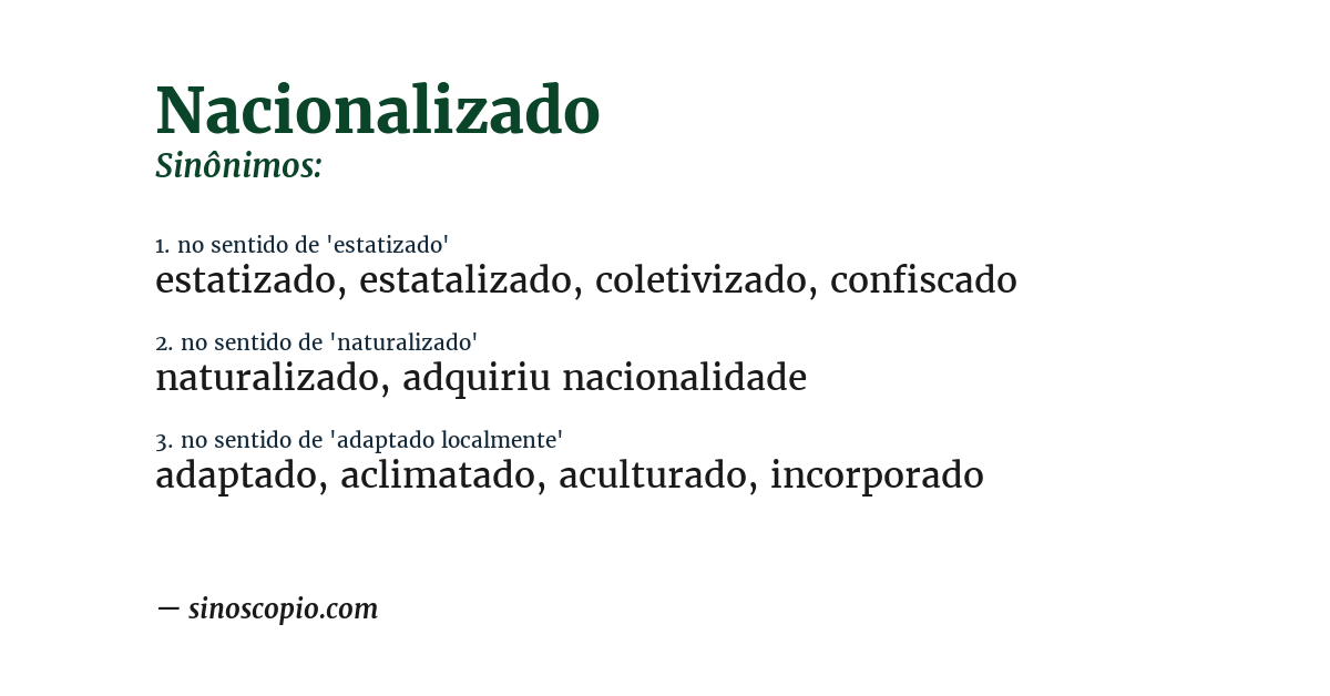 Sinônimo de nacionalizado