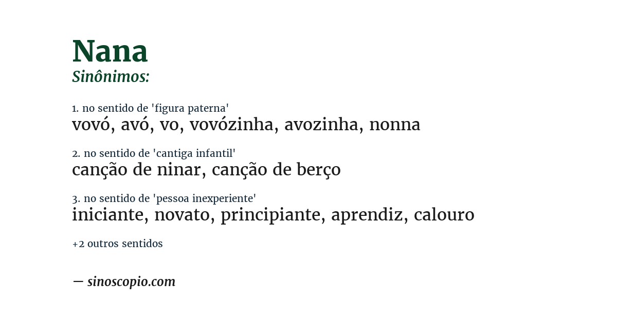 Sinônimo de nana