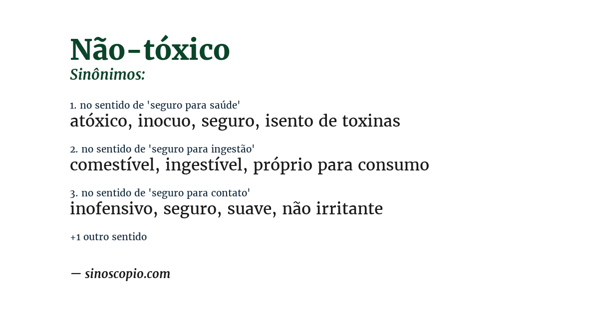 Sinônimo de não-tóxico