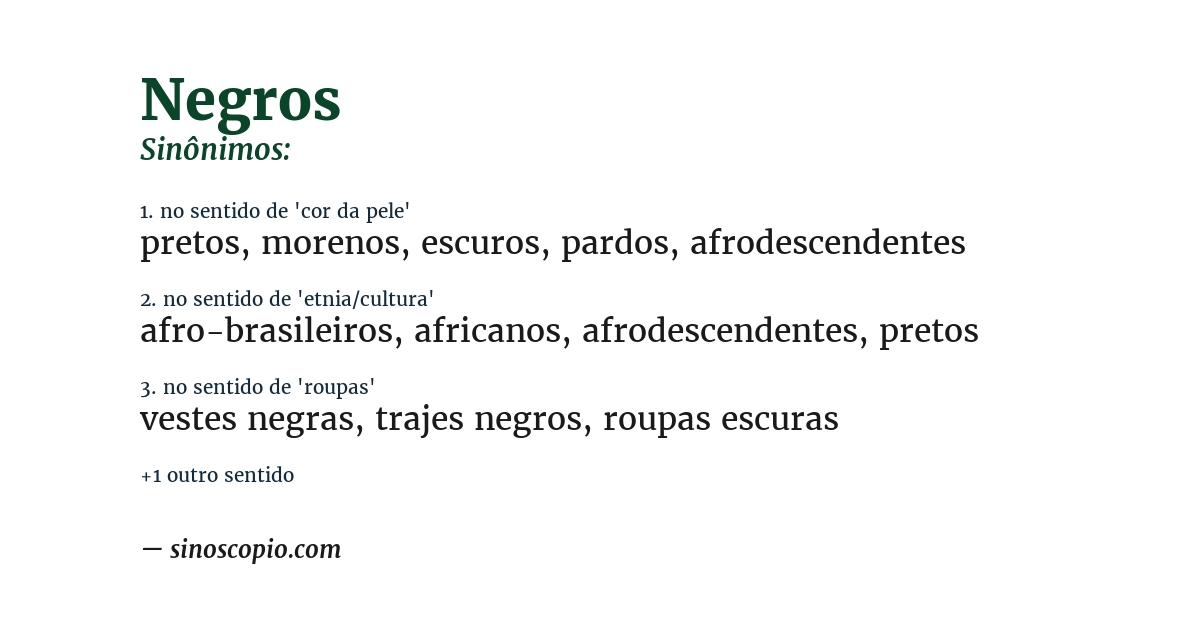 Sinônimo de negros