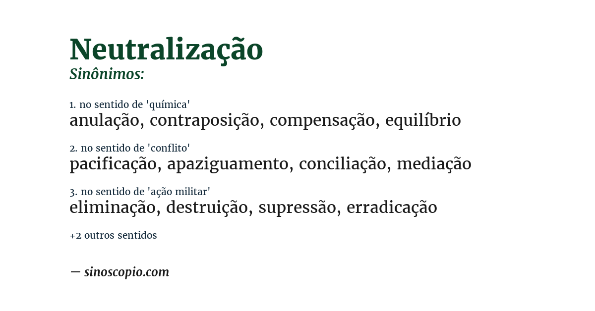 Sinônimo de neutralização