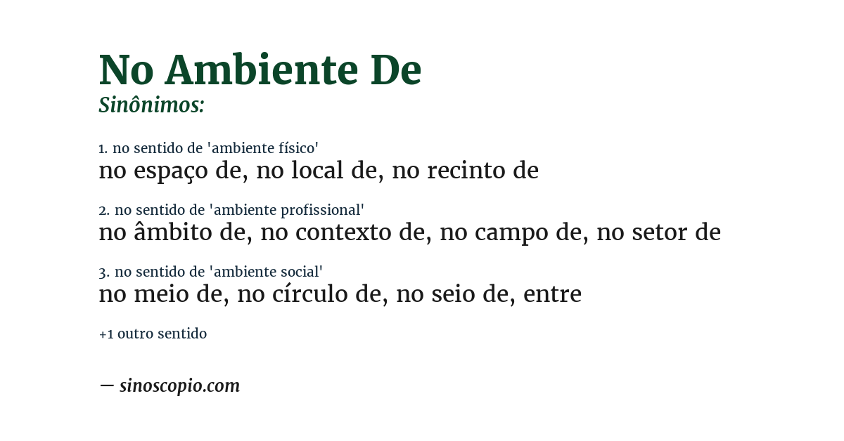 Sinônimo de no ambiente de