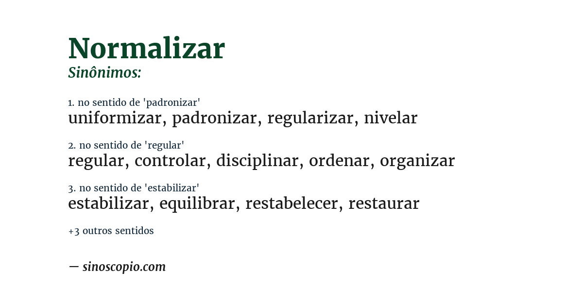 Sinônimo de normalizar