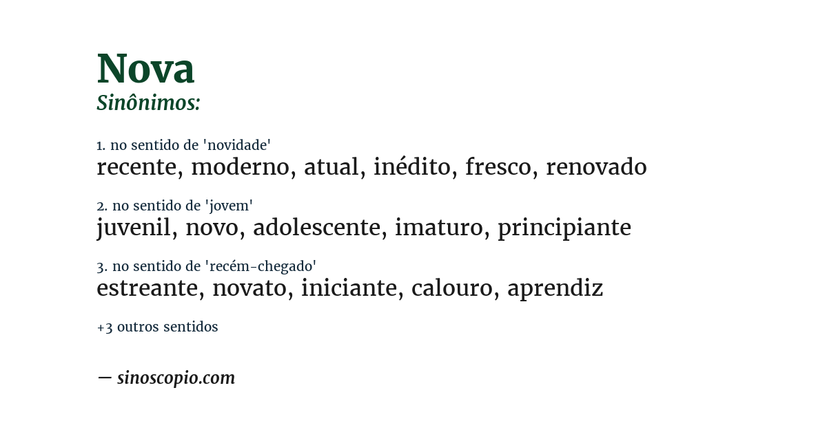 Sinônimo de nova