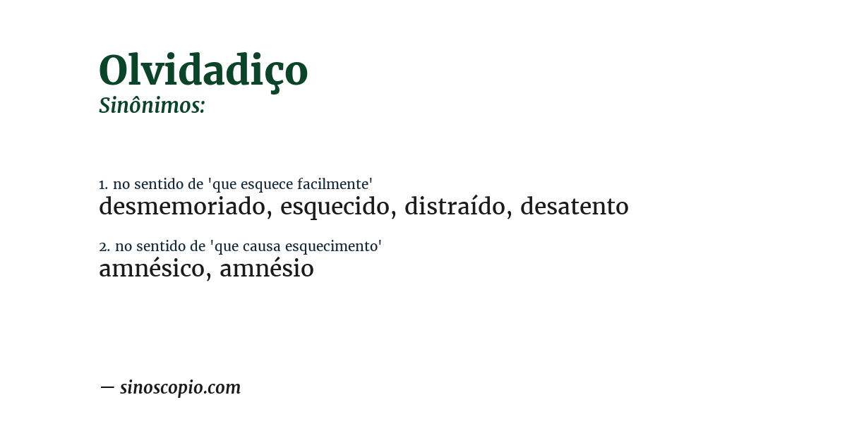 Sinônimo de olvidadiço