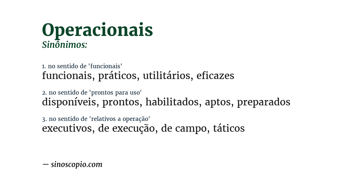 Sinônimo de operacionais