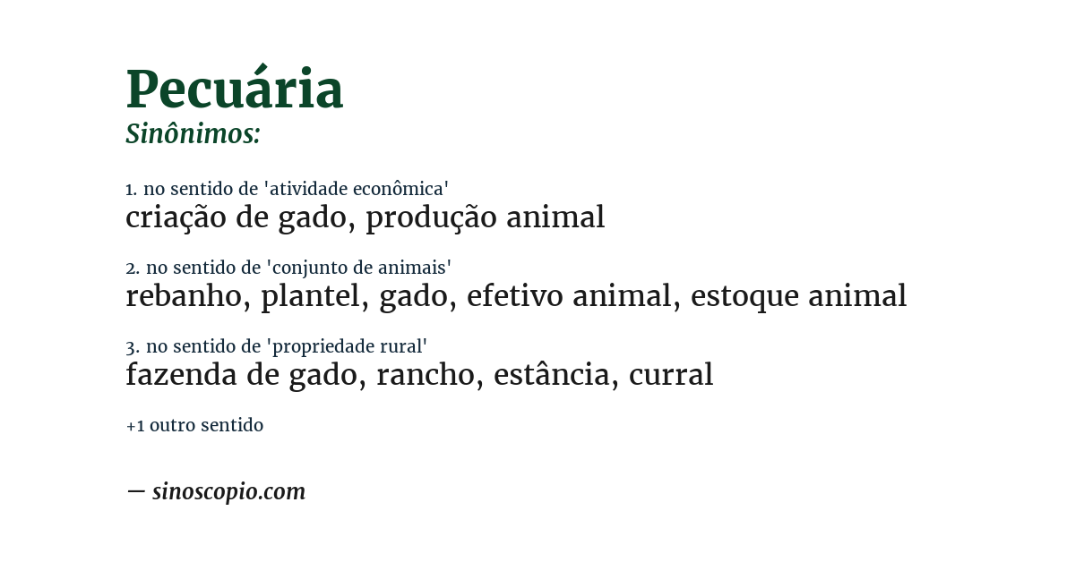 Sinônimo de pecuária