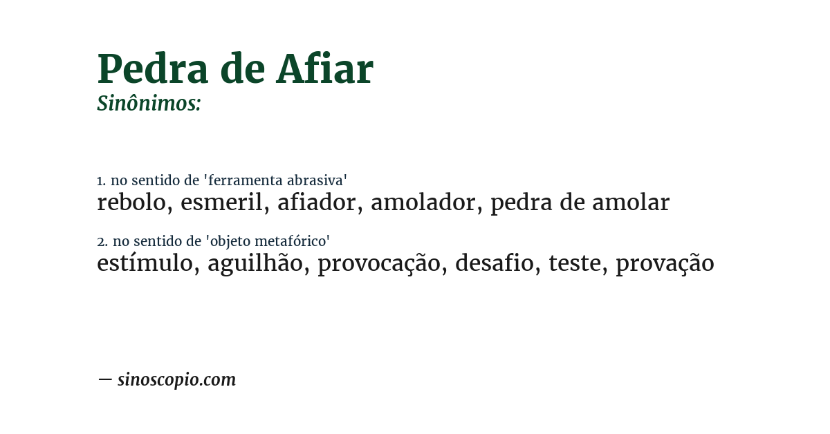 Sinônimo de pedra de afiar