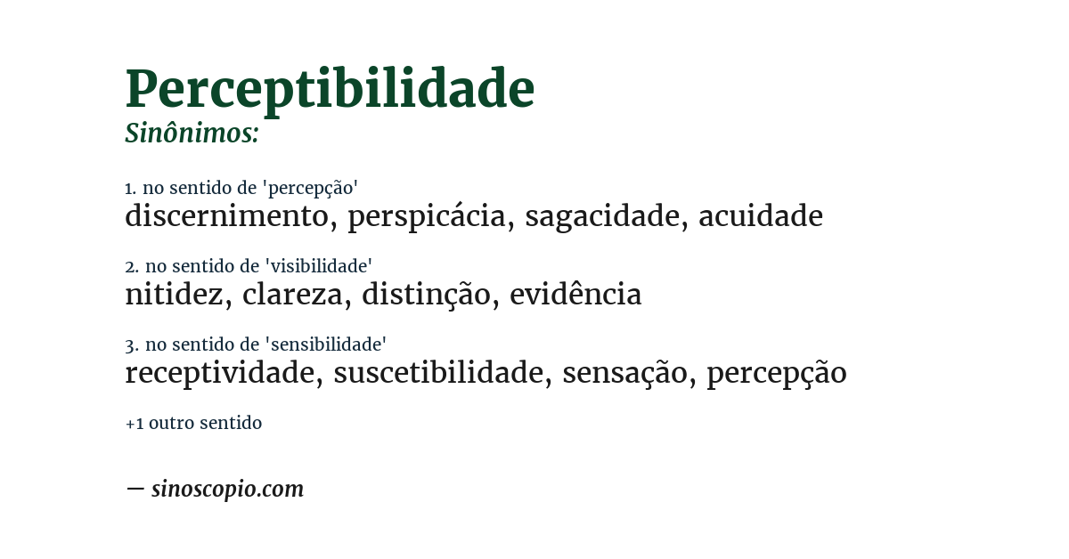 Sinônimo de perceptibilidade