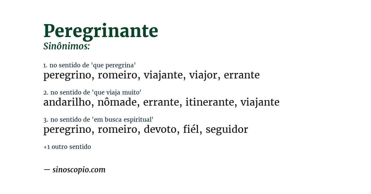 Sinônimo de peregrinante