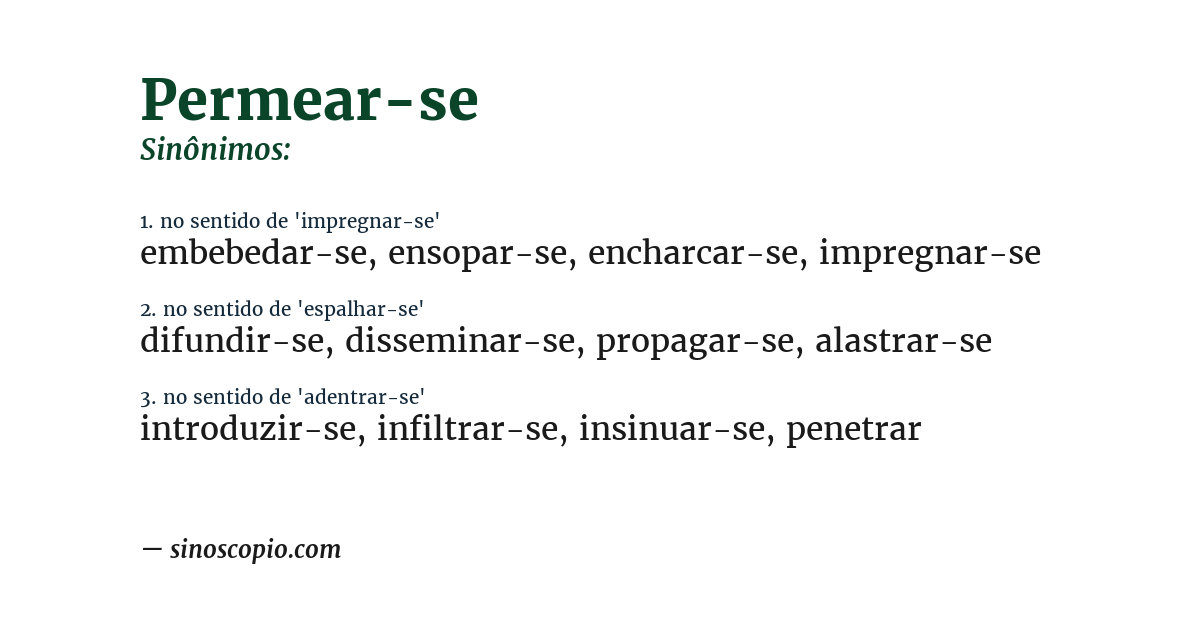 Sinônimo de permear-se