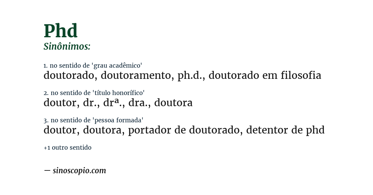 Sinônimo de phd