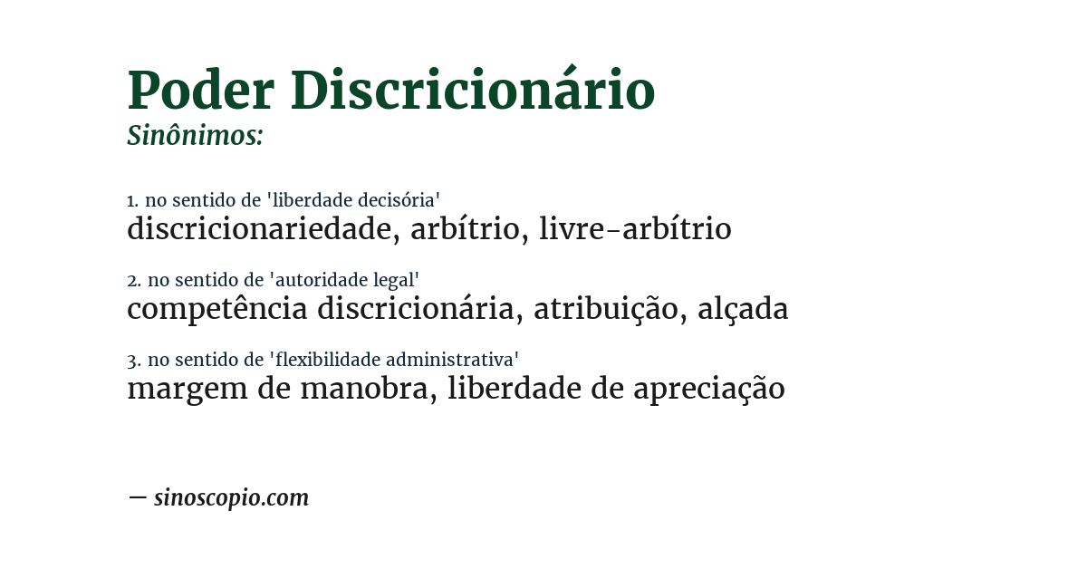 Sinônimo de poder discricionário
