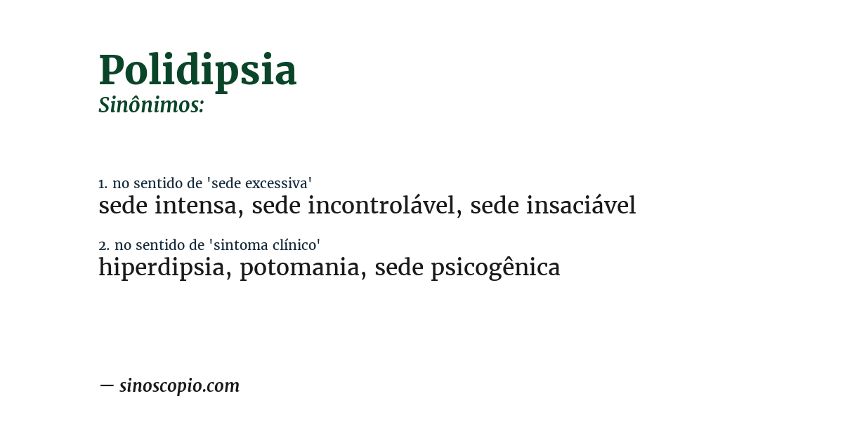 Sinônimo de polidipsia