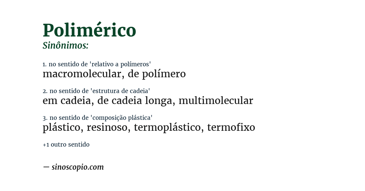 Sinônimo de polimérico