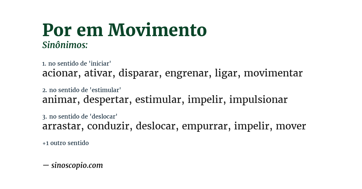 Sinônimo de por em movimento