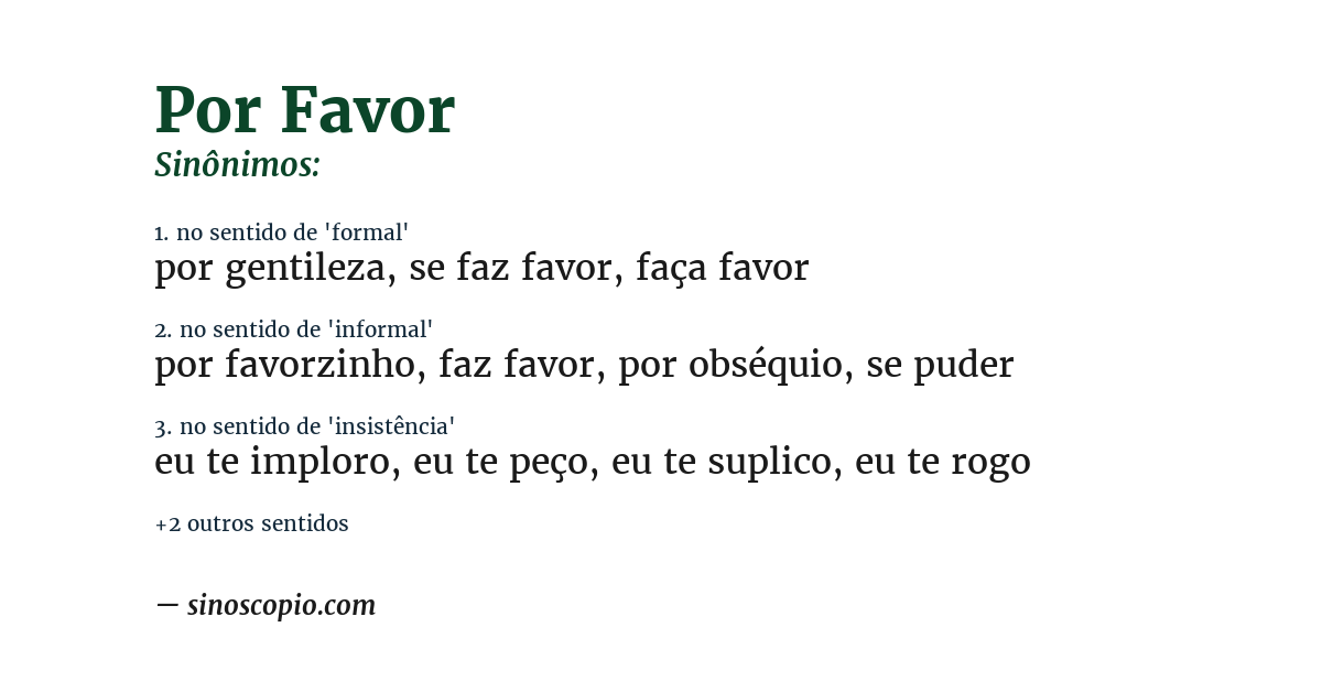 Sinônimo de por favor