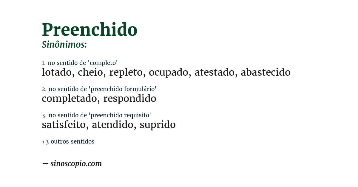 Sinônimo de preenchido