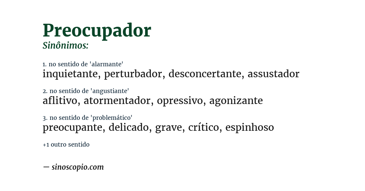 Sinônimo de preocupador