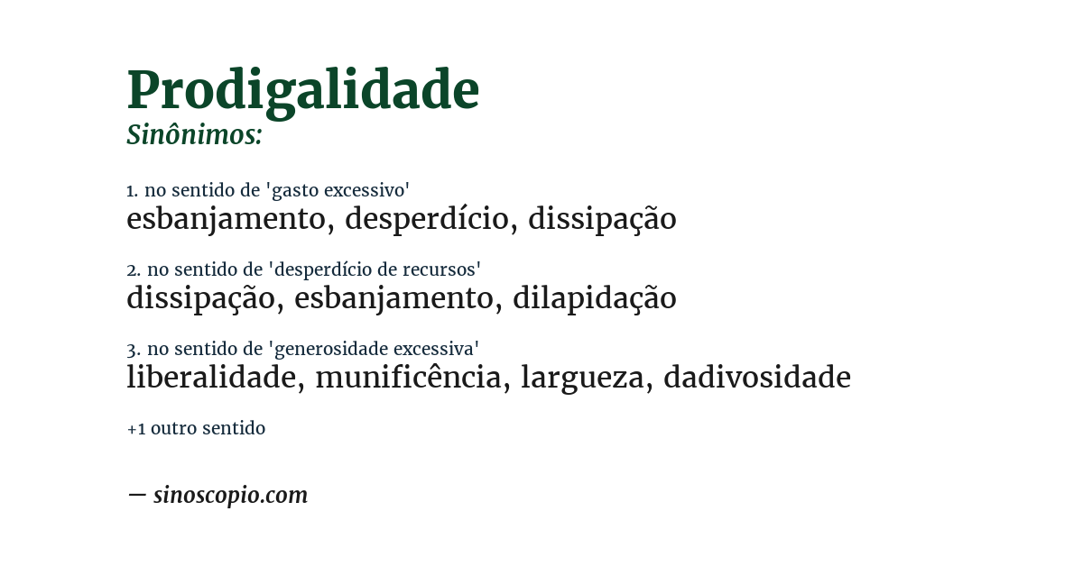 Sinônimo de prodigalidade