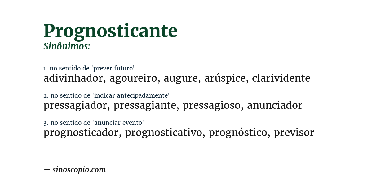 Sinônimo de prognosticante