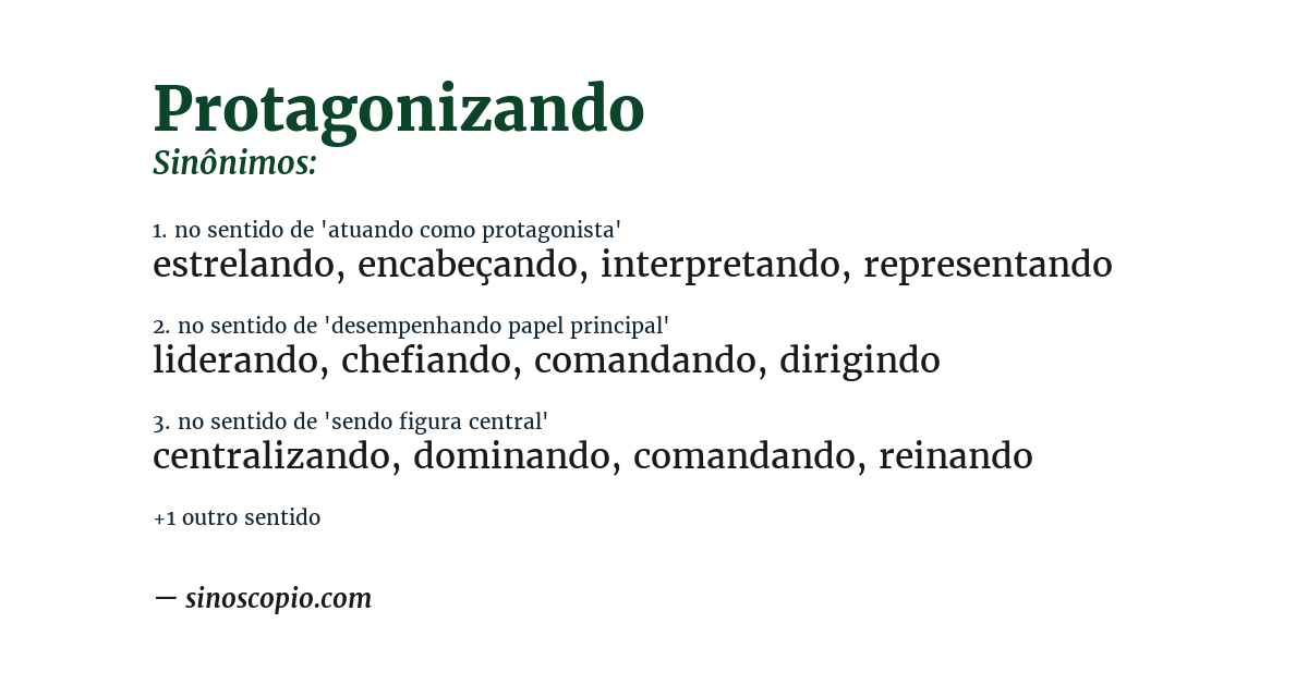 Sinônimo de protagonizando