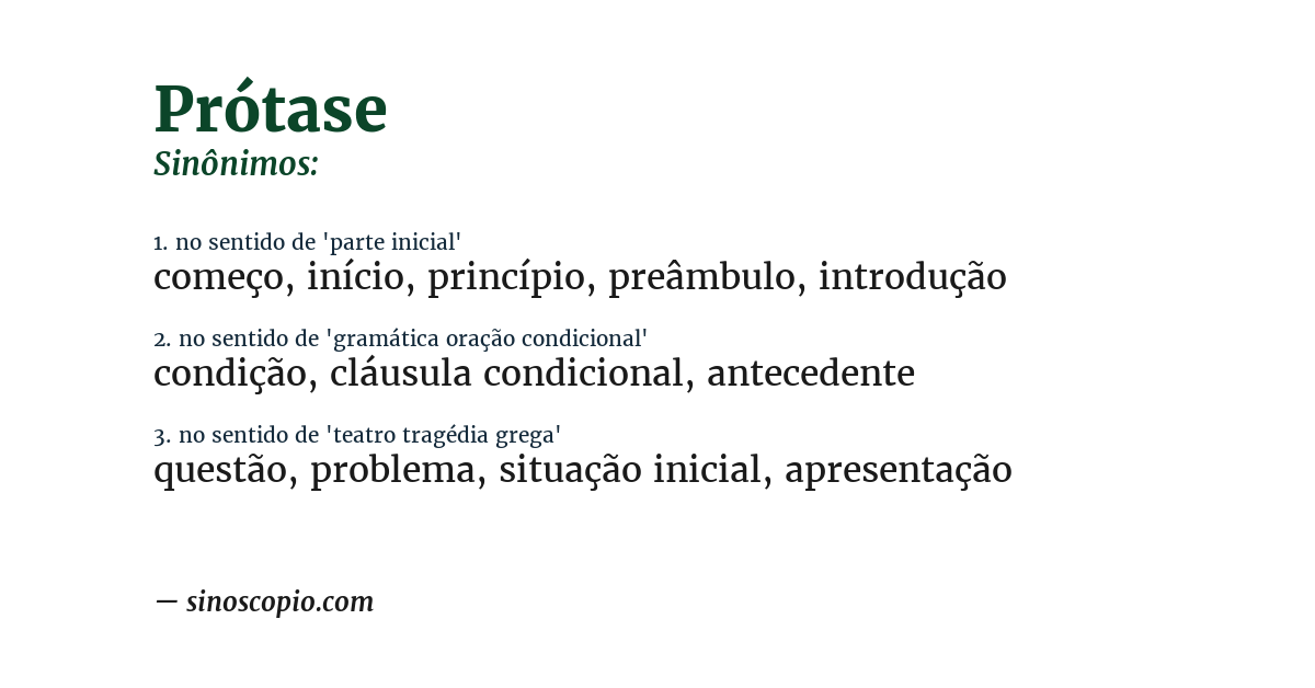 Sinônimo de prótase