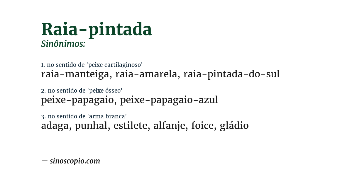 Sinônimo de raia-pintada